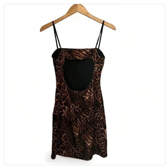 Tiger Mist Frankie Womens Velour Animal Print Cocktail Dress Size Large Bodycon - Picture 6 of 10